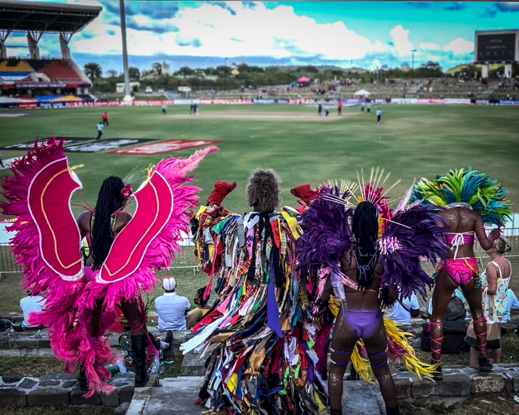 Dancers watching cricket