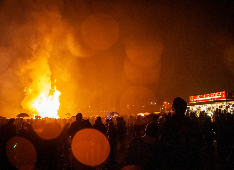 Bonfire on the edge of town