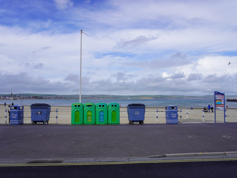 Bins by the beach