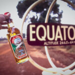 A bottle of Linie Aquavit at Equator Station in Kenya (Peter Moore)