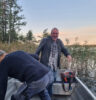 A drenched Peter Moore on Eel Lake in Sweden (Lynn Houghton)