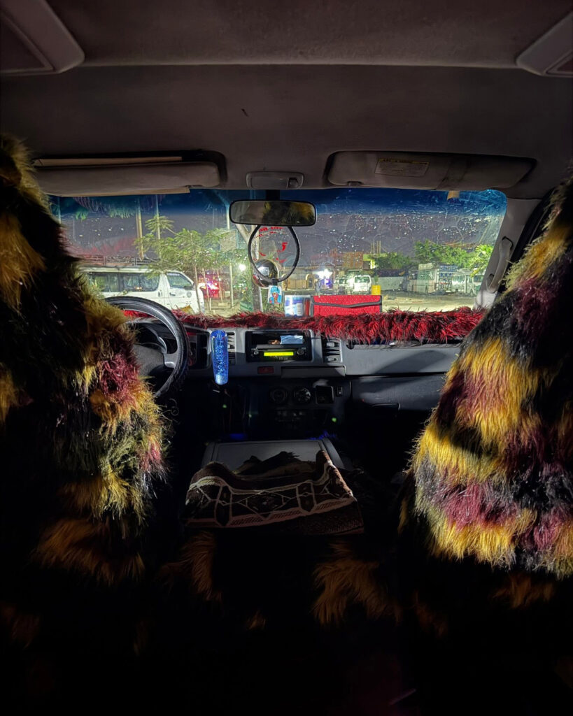 The very flash interior of a minivan from Dakar to Saint Louis (Peter Moore)